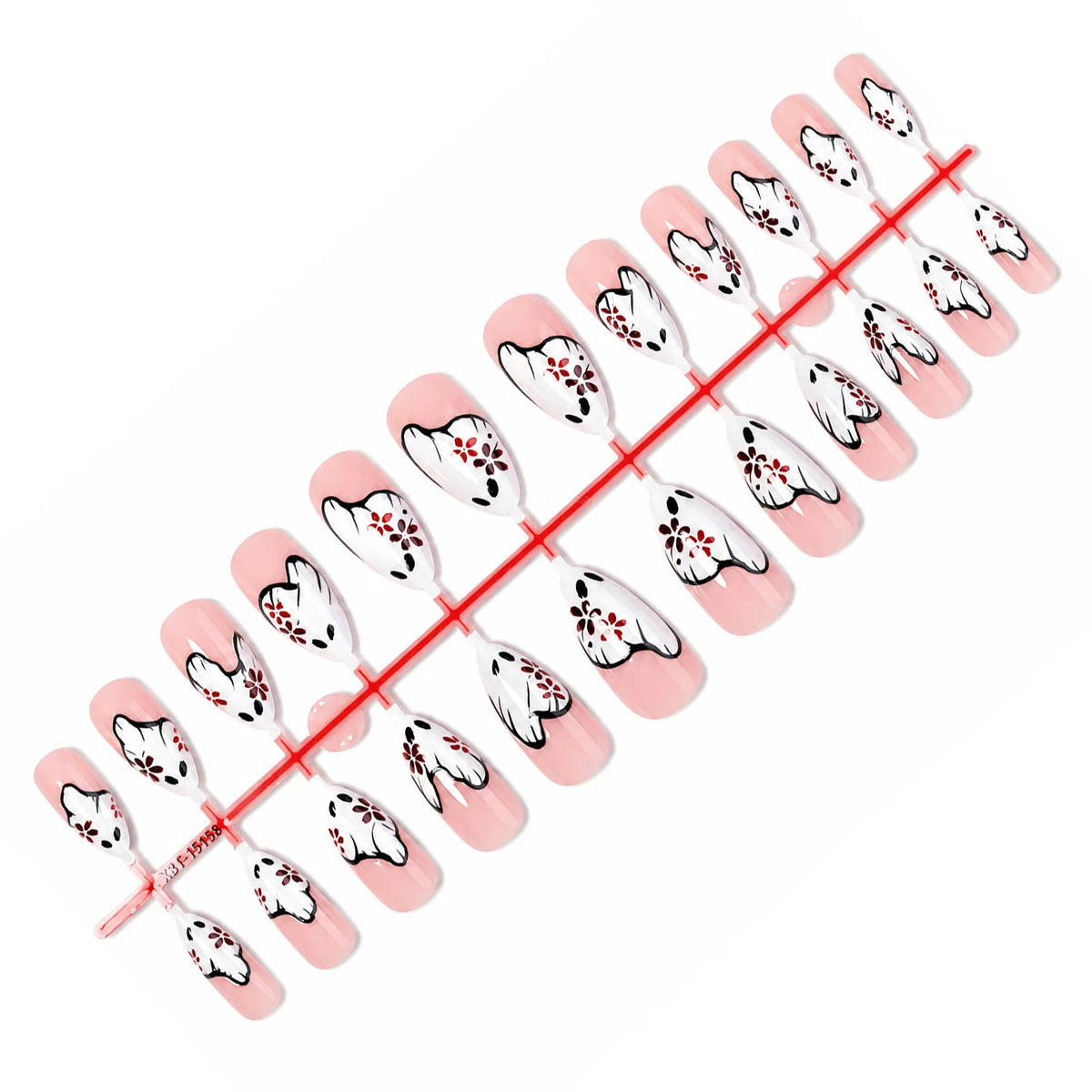 Press-On Nail Set Floral Design Self-Adhesive Long-Lasting