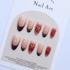 Press-On Nail Set Floral Design Self-Adhesive Multiple Sizes