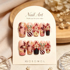 Press-On Nail Set Floral Design & Shimmer Accents 24 Pieces