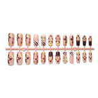 Press-On Nail Set Floral Design & Shimmer Accents 24 Pieces