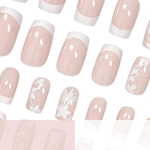 Press-On Nail Set Floral Design Strong Adhesive Comfort Fit