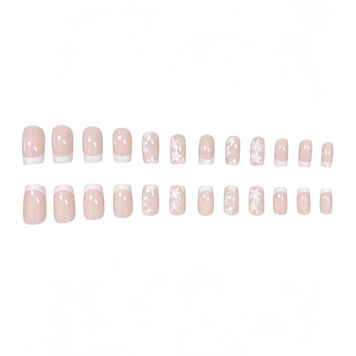 Press-On Nail Set Floral Design Strong Adhesive Comfort Fit