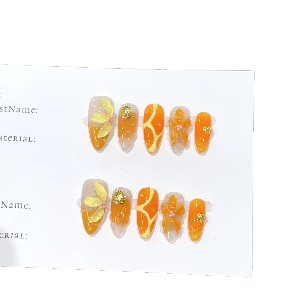 Press-On Nail Set Floral Design Strong Adhesive & Long-Lasting