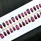 Press-On Nail Set Floral Design Strong Adhesive Multiple Sizes