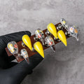 Press-On Nail Set Floral Design & Yellow Tips