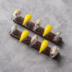 Press-On Nail Set Floral Design & Yellow Tips