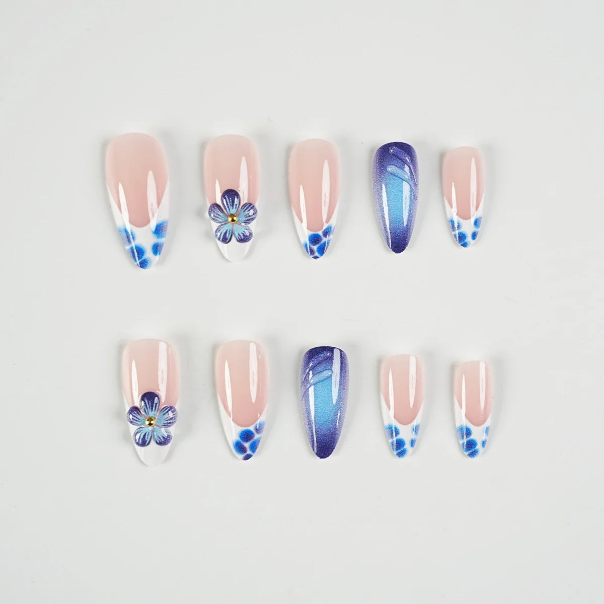 Press-On Nail Set Floral Designs 24 Pieces Easy Application