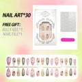 Press-On Nail Set Floral Designs 30 Pieces & Jelly Gel Adhesive