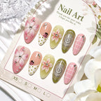 Press-On Nail Set Floral Designs 30 Pieces & Jelly Gel Adhesive