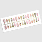 Press-On Nail Set Floral Designs 30 Pieces & Jelly Gel Adhesive