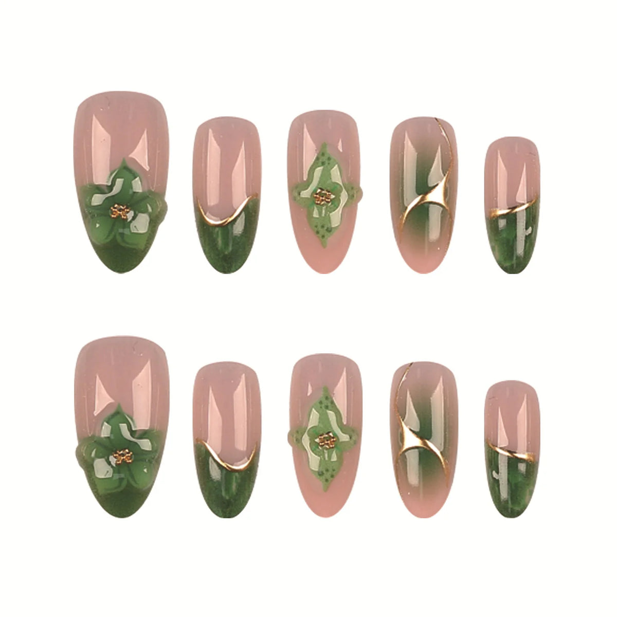 Press-On Nail Set Floral Designs 30 Tips