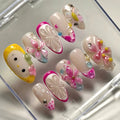 Press-On Nail Set Floral Designs & Adhesive Tabs