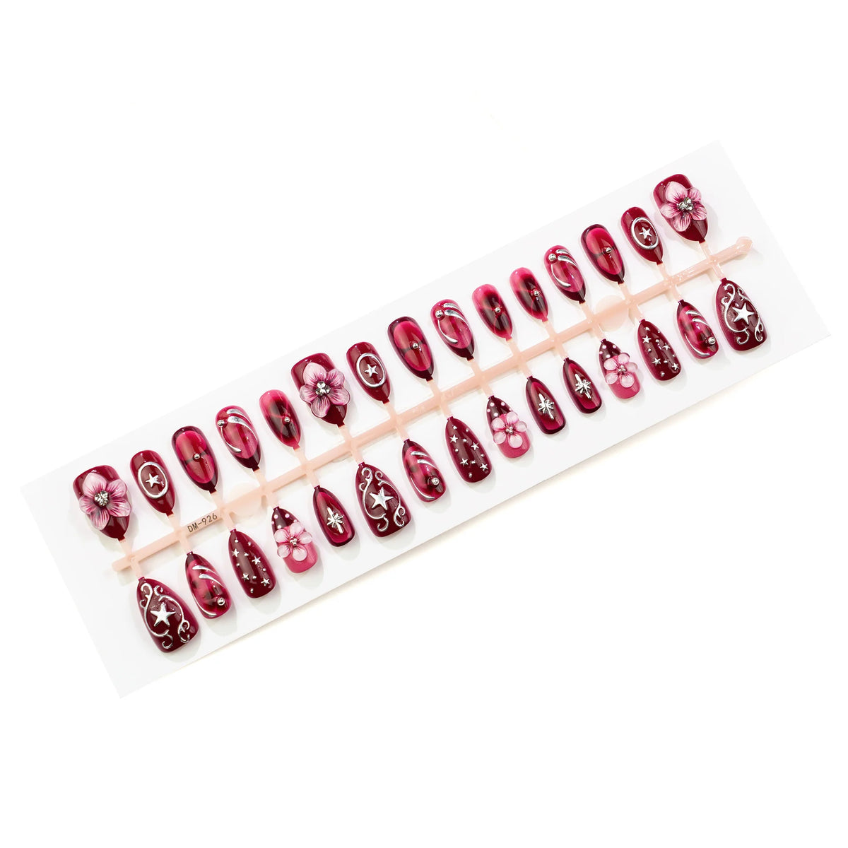 Press-On Nail Set Floral Designs & Adhesive Tabs