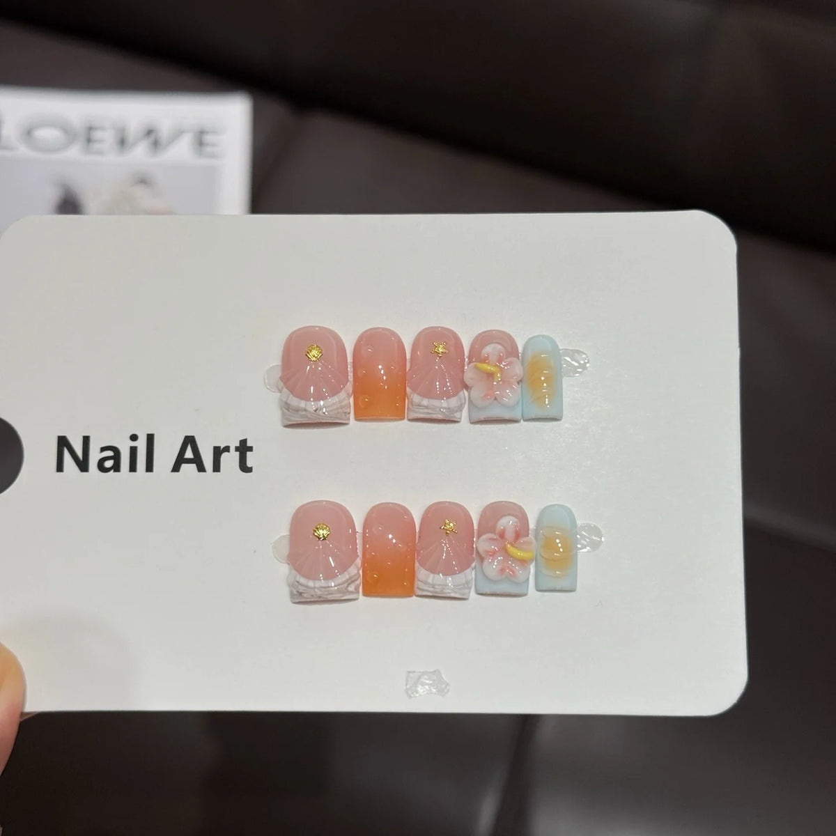 Press-On Nail Set Floral Designs Almond Shape
