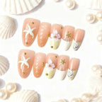 Press-On Nail Set Floral Designs Chip-Resistant & Comfortable Fit