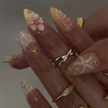 Press-On Nail Set Floral Designs Chip-Resistant & Comfortable Fit