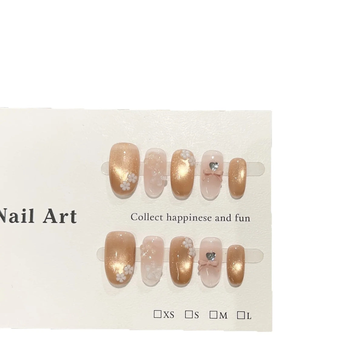 Press-On Nail Set Floral Designs Crystal Accents Self-Adhesive