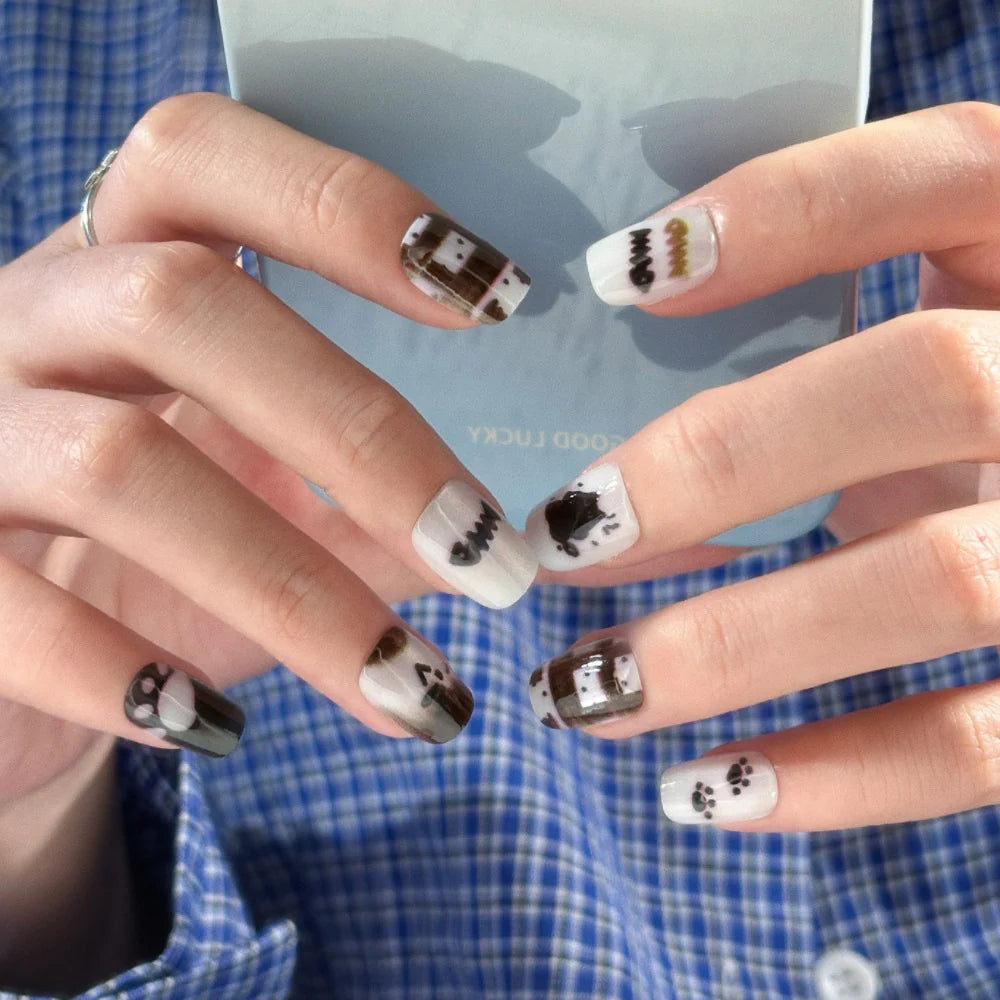 Press-On Nail Set Floral Designs Easy Application