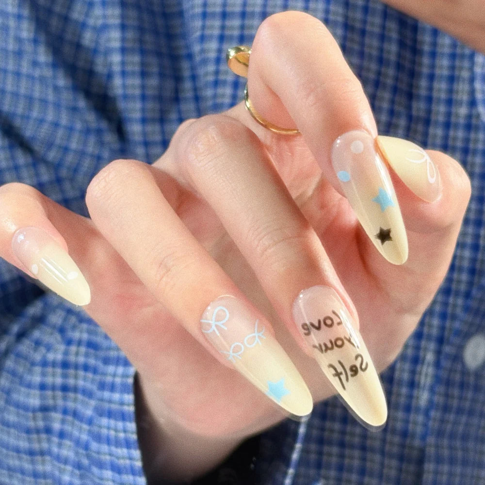 Press-On Nail Set Floral Designs Easy Application