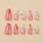 Press-On Nail Set Floral Designs Easy Application