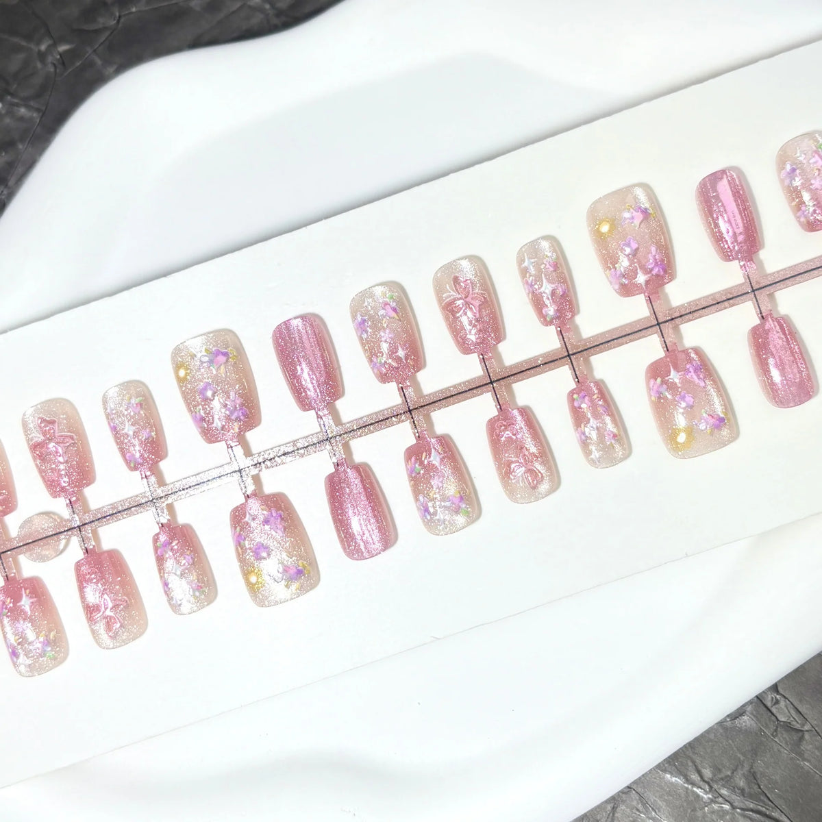 Press-On Nail Set Floral Designs Easy Application