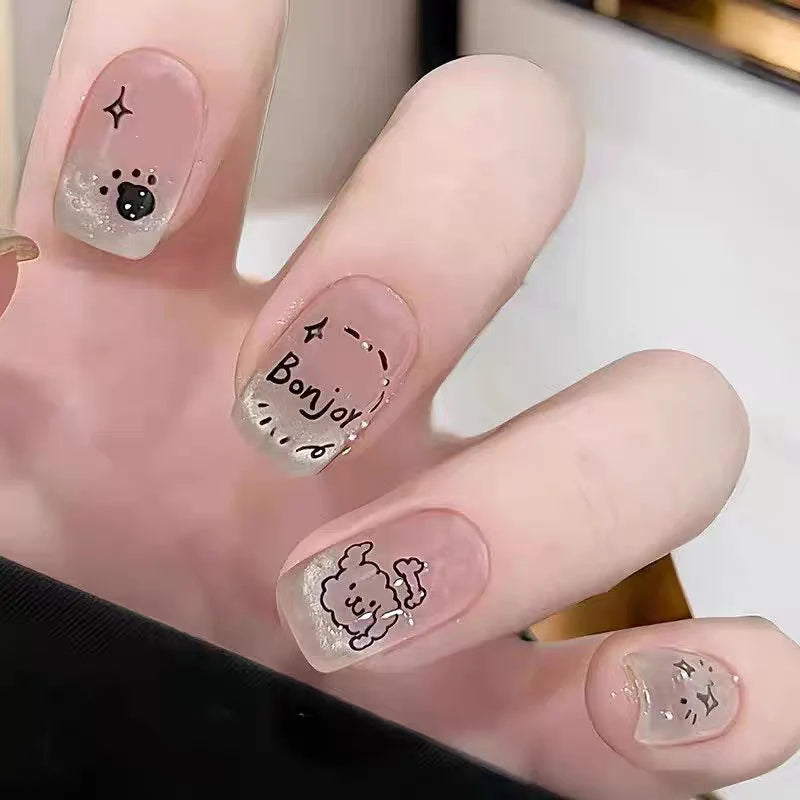 Press-On Nail Set Floral Designs Easy Application