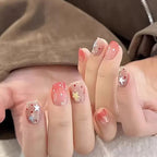 Press-On Nail Set Floral Designs Easy Application