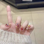 Press-On Nail Set Floral Designs Easy Application