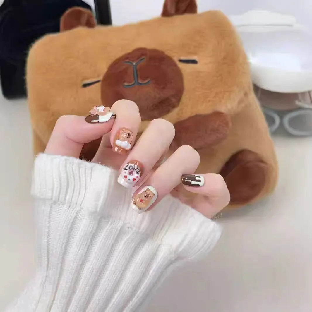Press-On Nail Set Floral Designs Easy Application