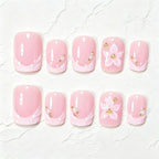 Press-On Nail Set Floral Designs & Easy Application
