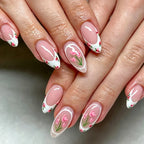 Press-On Nail Set Floral Designs Easy Application