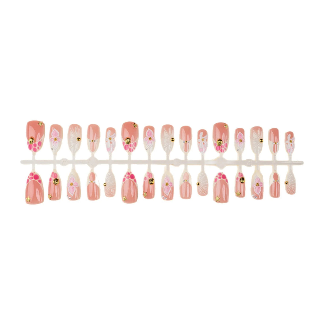 Press-On Nail Set Floral Designs Easy Application