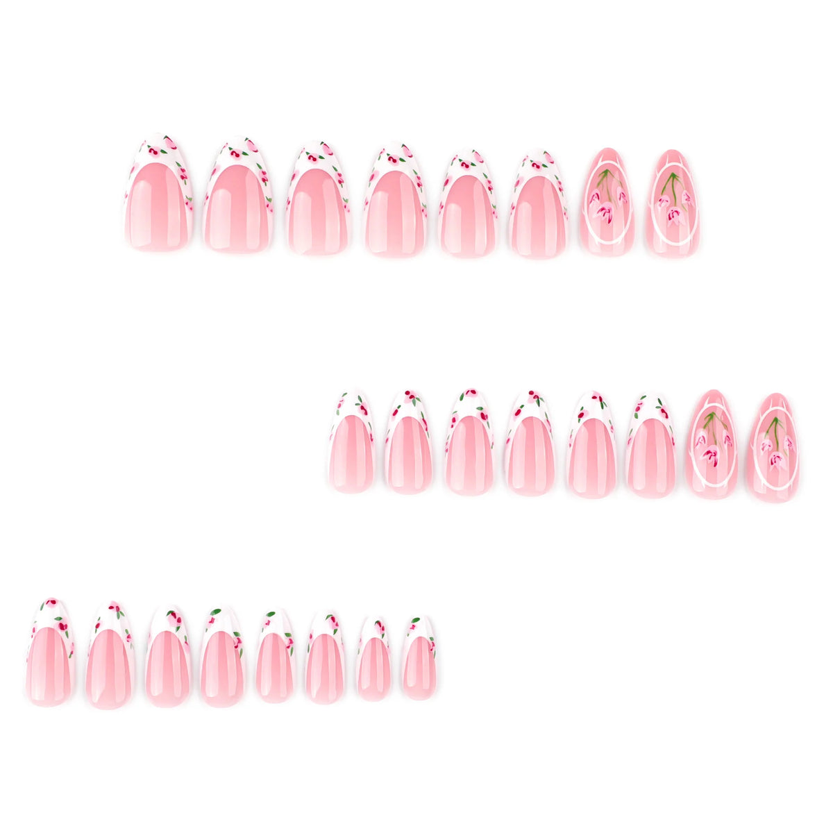 Press-On Nail Set Floral Designs Easy Application