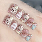Press-On Nail Set Floral Designs Easy Application