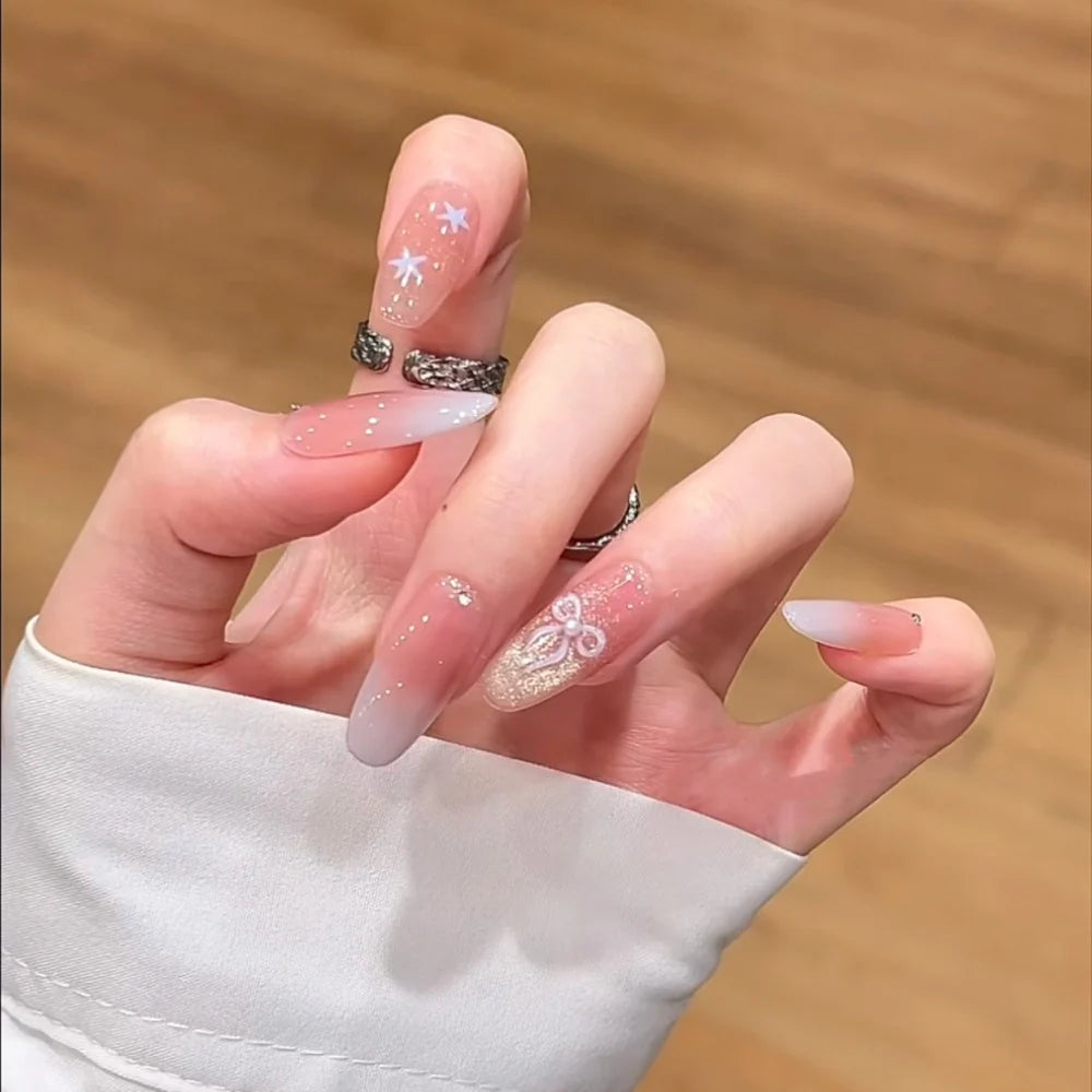 Press-On Nail Set Floral Designs Easy Application