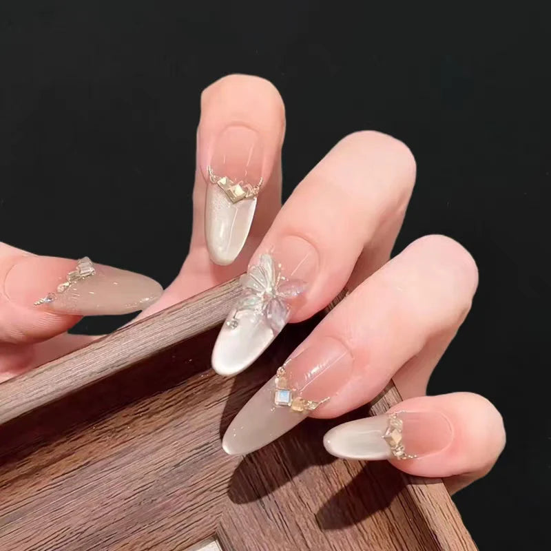 Press-On Nail Set Floral Designs Easy Application
