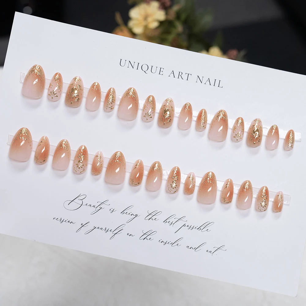 Press-On Nail Set Floral Designs Easy Application & Long-Lasting Gloss