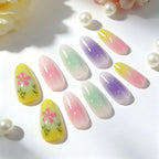 Press-On Nail Set Floral Designs Easy Application & Long-Lasting Wear