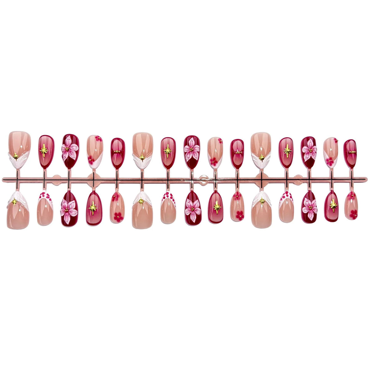 Press-On Nail Set Floral Designs Easy-Apply & Long-Lasting