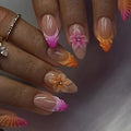 Press-On Nail Set Floral Designs Easy Apply Multiple Sizes