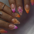 Press-On Nail Set Floral Designs Easy Apply Multiple Sizes