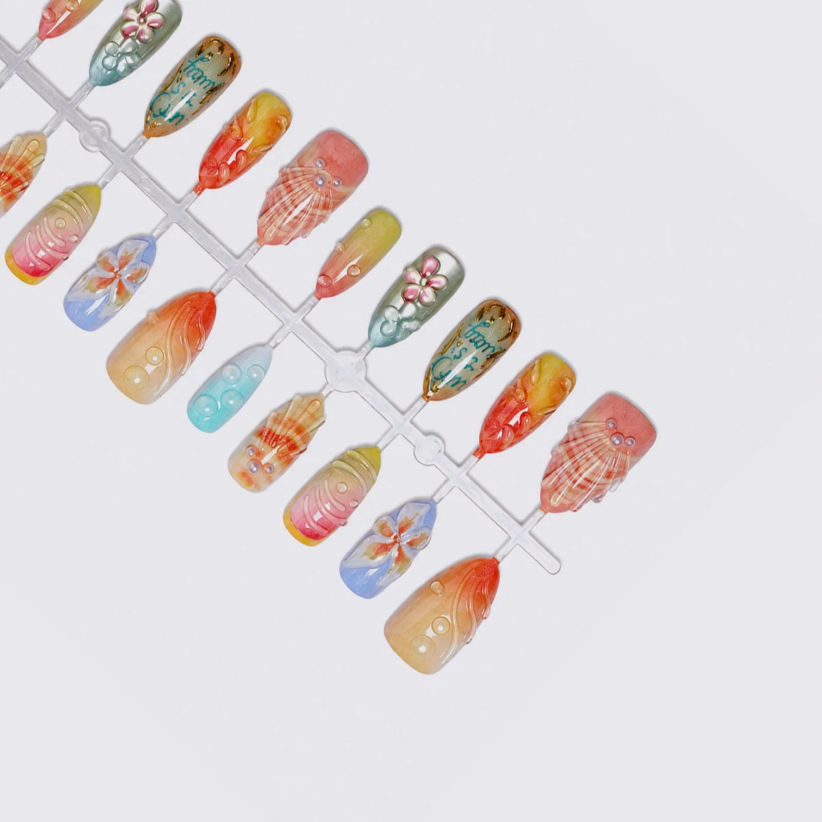 Press-On Nail Set Floral Designs Easy Apply & Reusable