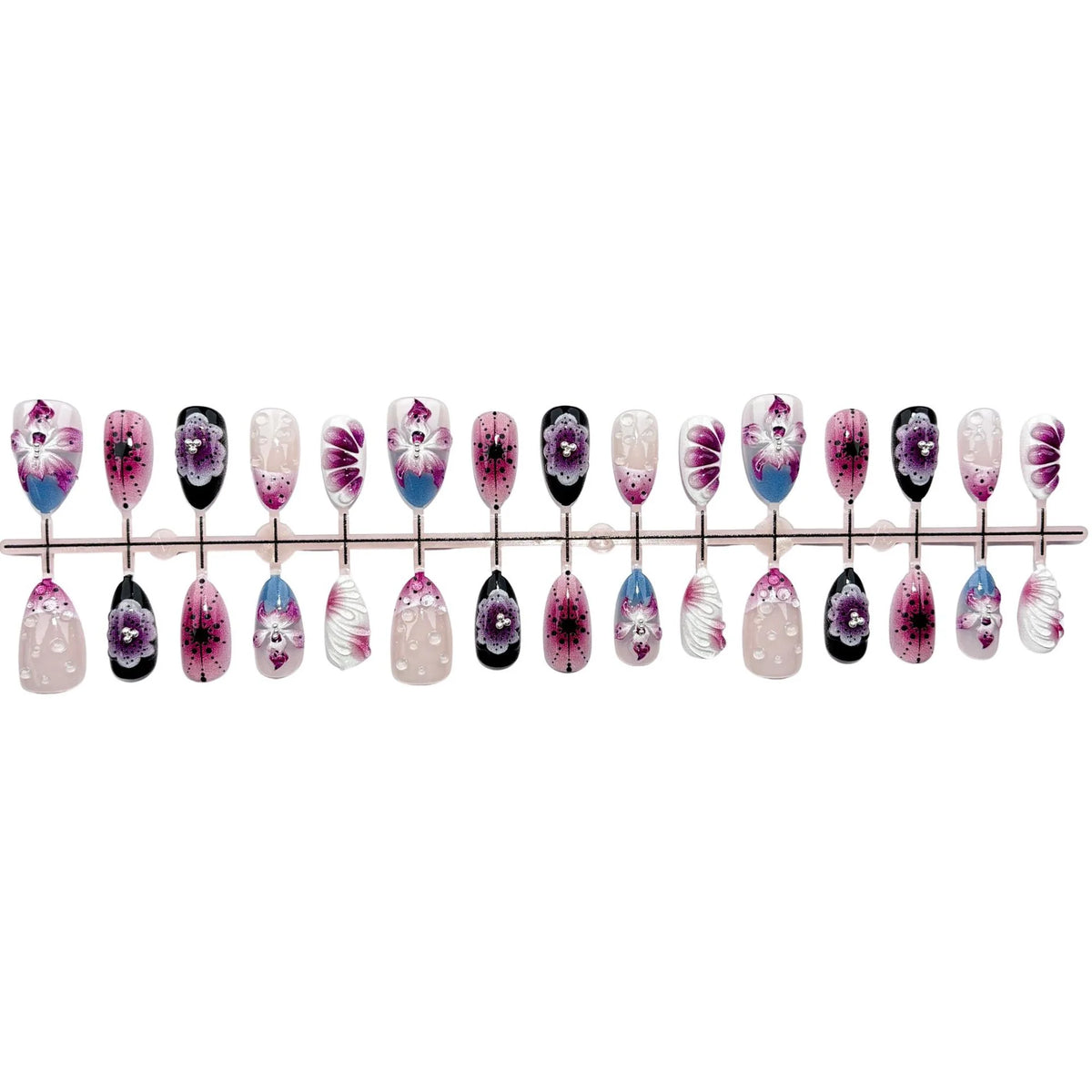 Press-On Nail Set Floral Designs Easy-Apply & Reusable