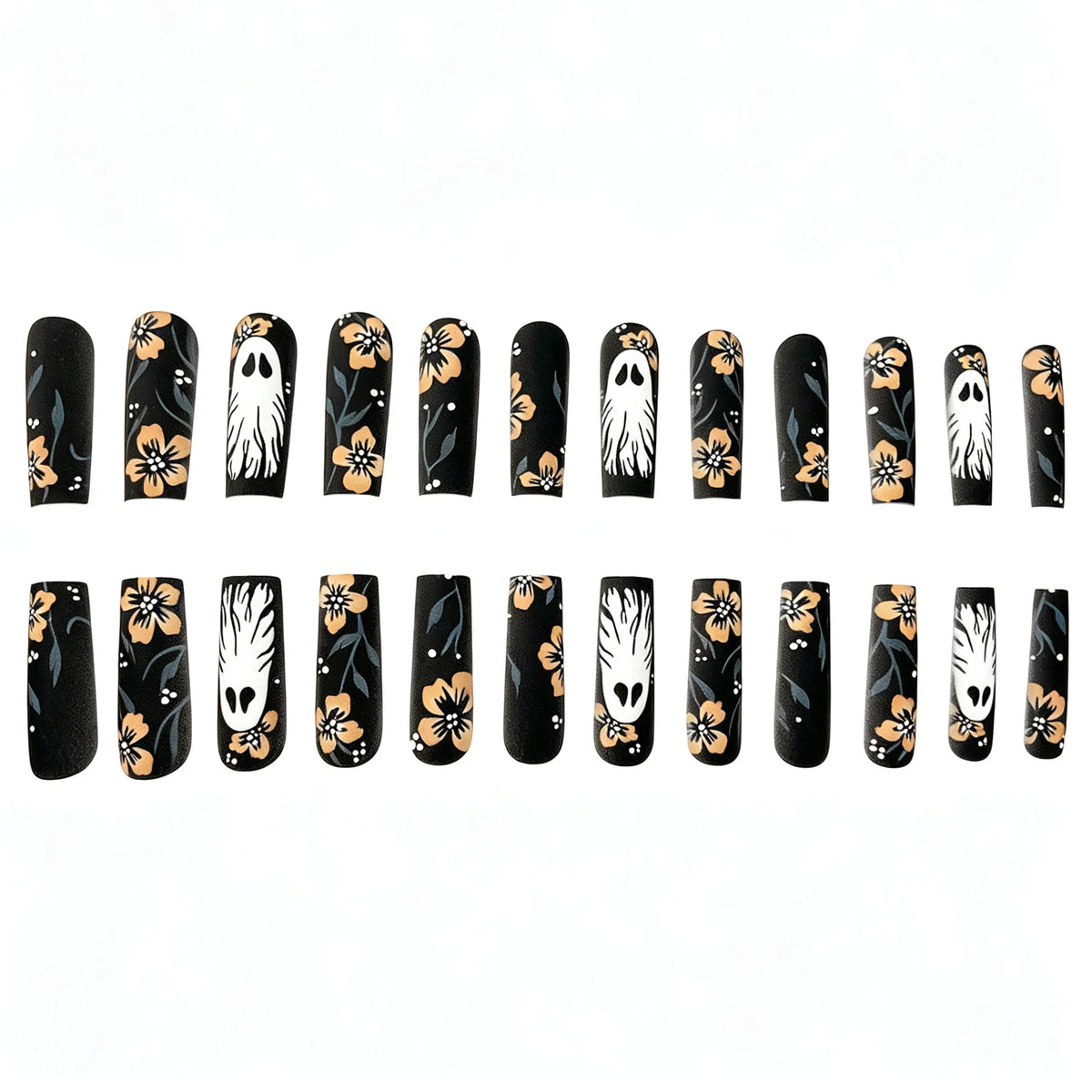 Press-On Nail Set Floral Designs Glossy & Chip-Resistant