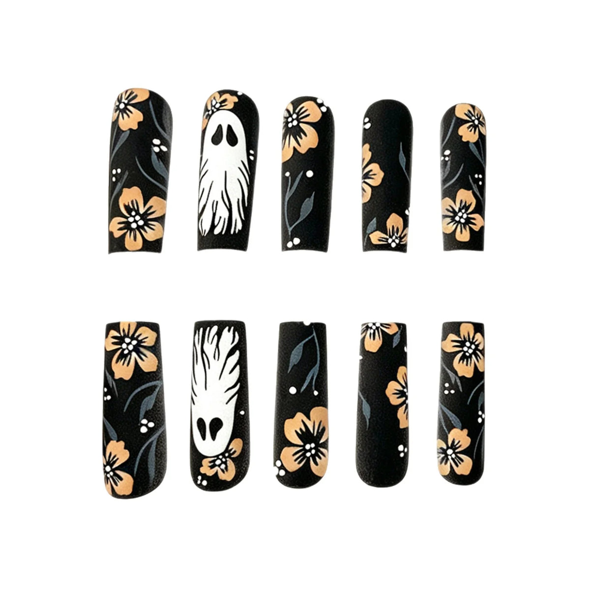 Press-On Nail Set Floral Designs Glossy & Chip-Resistant