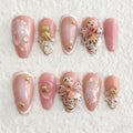 Press-On Nail Set Floral Designs Glue-Free & Reusable