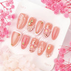Press-On Nail Set Floral Designs Glue-Free & Reusable
