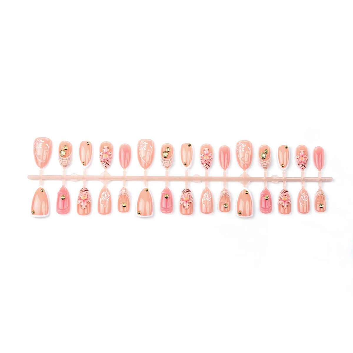 Press-On Nail Set Floral Designs Glue-Free & Reusable