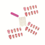 Press-On Nail Set Floral Designs & Gold Accents
