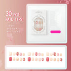 Press-On Nail Set Floral Designs & Gold Accents Easy Application